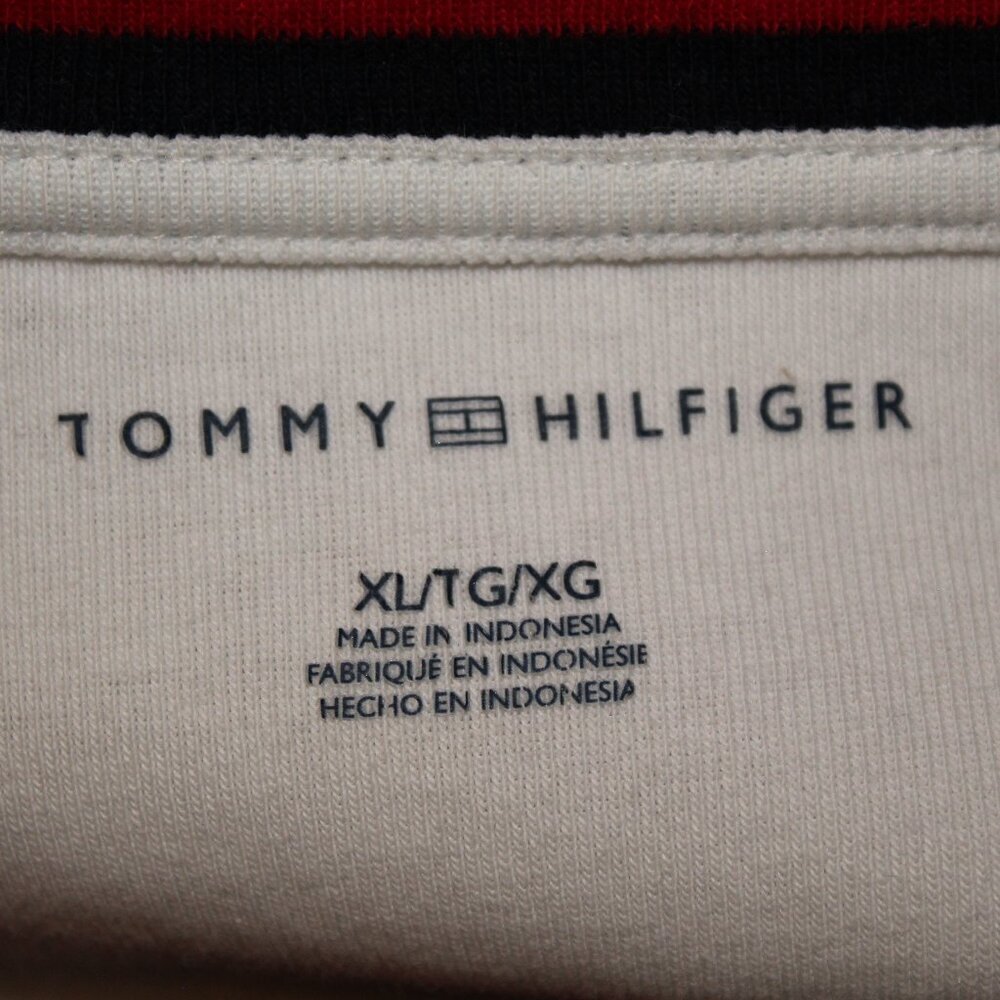 Tommy Hilfiger, Short Sleeve T-Shirt, XL, White w/ Blue & Red Trim, Cotton - Picture 4 of 5